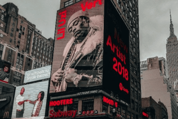 Large outdoor LED billboard display in Times Square New York