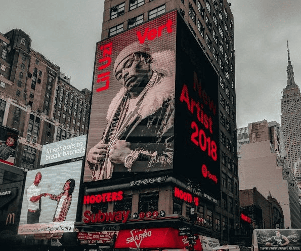 Large outdoor LED billboard display in Times Square New York